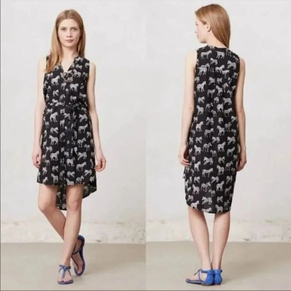 Anthropologie Dresses & Skirts - ANTHROPOLOGIE Porridge Zebra Print Shirt Dress Mini Sleeveless Size 4 Novelty